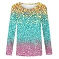 thumbnail image 1 of Girls Tshirts Spring Summer Long Sleeve Gradient Sequin Printed Round Neck Flash Shirt Girls Tops Light Pink 2-3Years, 1 of 4
