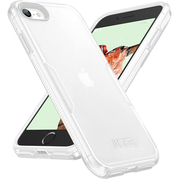 IBAOLE Case for iPhone SE Case, Protective Slim Thin Translucent Hard Back with Silicone Bumper Case (Orange)Clear