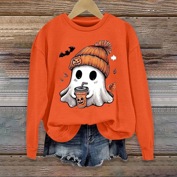 Vintage Washed Graphic Crewneck Sweatshirt for Women Witchy Vibes Aesthetic Tops Perfect for Trick or Treat Autumn Party