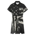 thumbnail image 4 of Vintage American Flag Black And White Womens Shirt Dresses Women'S Short Sleeve Dress Turn-Down Collar Dress A Line Casuall Dress Oversize(XS-6XL), 4 of 7