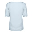 thumbnail image 4 of Giftesty Women's Summer V-Neck Lace Patchwork Short Sleeve Top Blouse, 4 of 7