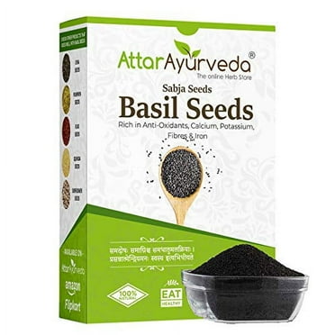 Attar Ayurveda Sabja Basil Seeds Rich in Protein, Fibre, Vitamins & Minerals Reduces Body Heat 100% Pure and Natural No Preservative Vegan - 500 g/17.6 oz