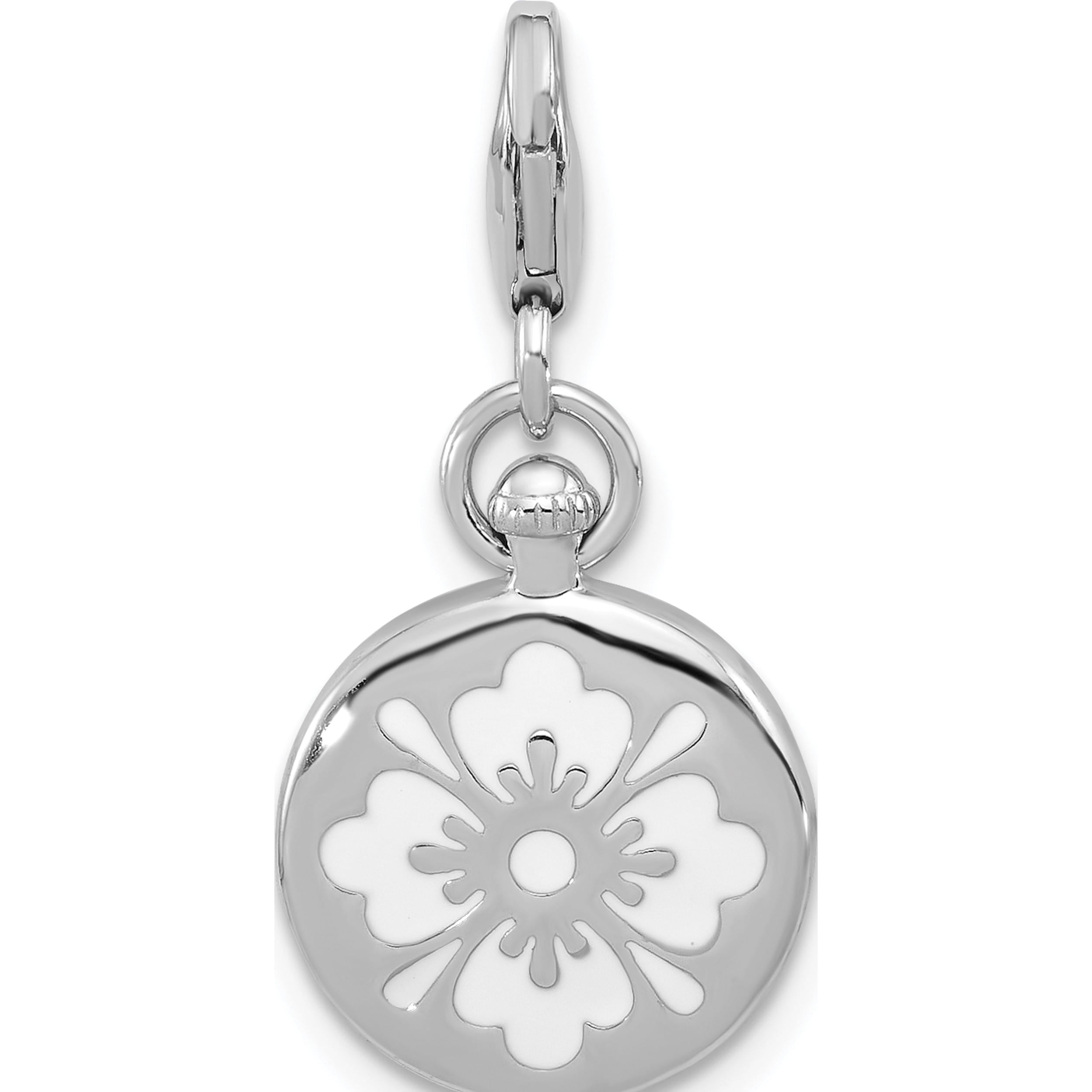 Sterling Silver Ss Amore La Vita Rhodium-Pl Enamel Reversible 3-D Compass Charm (Width 13.4) (Length 27.8) - Jbsp