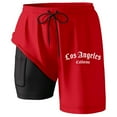 thumbnail image 3 of Mens Workout Shorts Swim Trunks Compresssion Liner Inseam Board Shorts Bathing Suit With Pockets Sweat Shorts Men Red S, 3 of 4