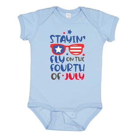 

Inktastic Stayin Fly on the 4th of July with Glasses Gift Baby Boy or Baby Girl Bodysuit