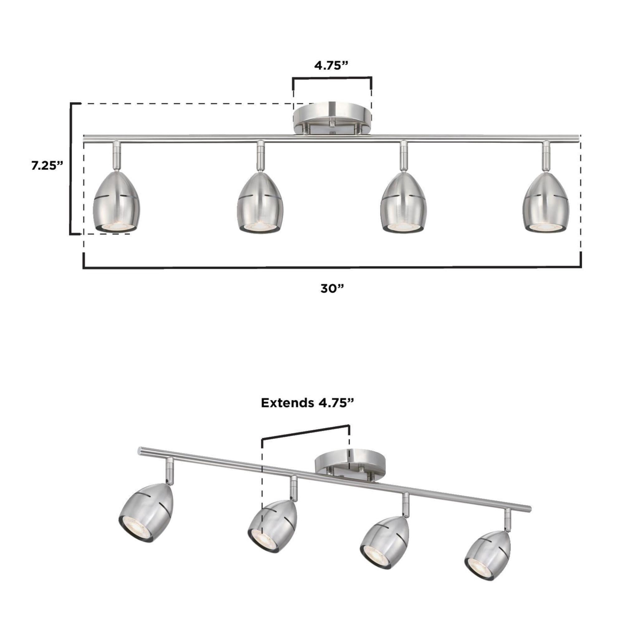 Westinghouse Lighting 6129500 Borgata Four Light LED Track Light Kit, Brushed Nickel