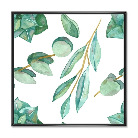 Designart 'Young Eucalyptus Branches and Leaves III' Traditional Framed Canvas Wall Art Print