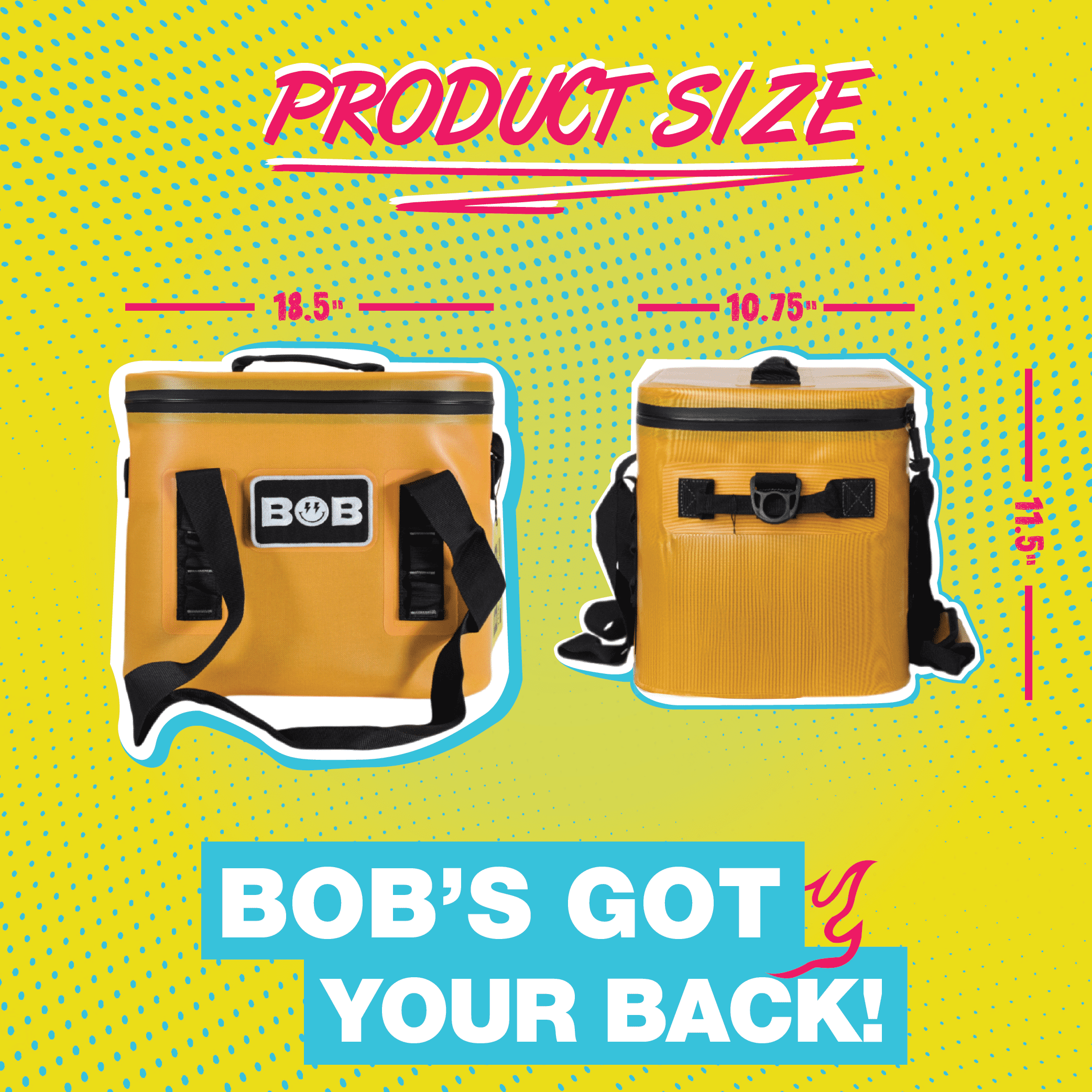 BOB THE COOLER CO - 14L "Sidekick" Portable Leak Proof Hopper Flip Soft Cooler for Lunch, Drink, Beverage, Camping, Travel, Picnic, Beach & More Fits 20 12oz Cans