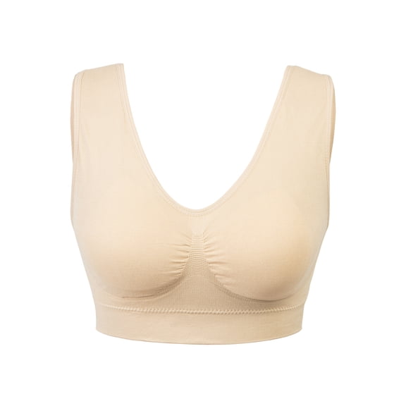 Women Sports Bras High Stretch Breathable Tops Fitness for Running Seamless Sports Bra, Beige, 4XL