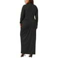 thumbnail image 3 of Agnes Orinda Women's Plus Size Basic Maxi Dresses Turtleneck Long Sleeve Bodycon Party Long Pencil Dress 1X Black, 3 of 5