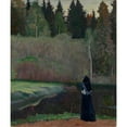 thumbnail image 2 of Mikhail Nesterov 15x17 Gold Ornate Wood Frame and Double Matted Museum Art Print Titled - The Nightingale is Singing (1918), 2 of 4
