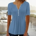 thumbnail image 2 of Rutainlusire Women Tops Women's Casual Round Neck Pleated Solid Color Button Top Blouse, 2 of 5