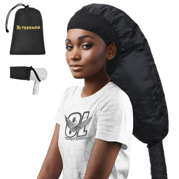 TEPENAR Accesorio para secador de pelo con capó: secador de pelo con capucha extra grande mejorado, tapas suaves ajustables para secador, fácil de usar para el cuidado del cabello con textura natural