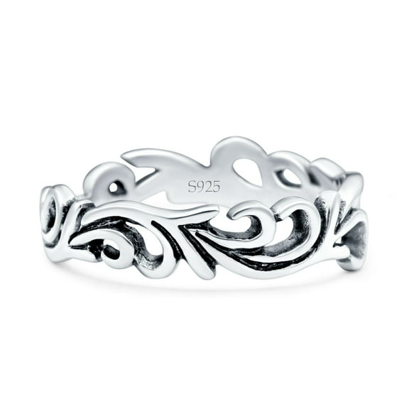 Vines Oxidized Band Solid 925 Sterling Silver Thumb Ring Size 5