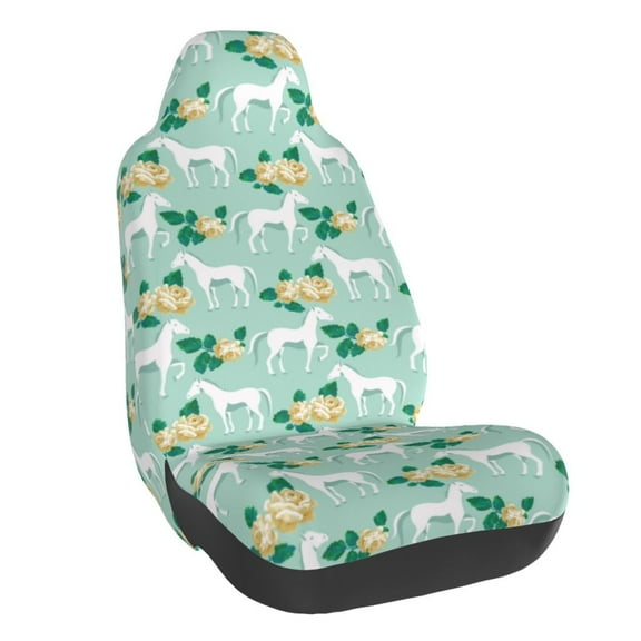 Honeii Horse And Flower Print Car Seat Cover,Car Interior Covers,Universal Fit Seat Protector, Compatible with Most Cars, SUVs, Trucks, and Vans