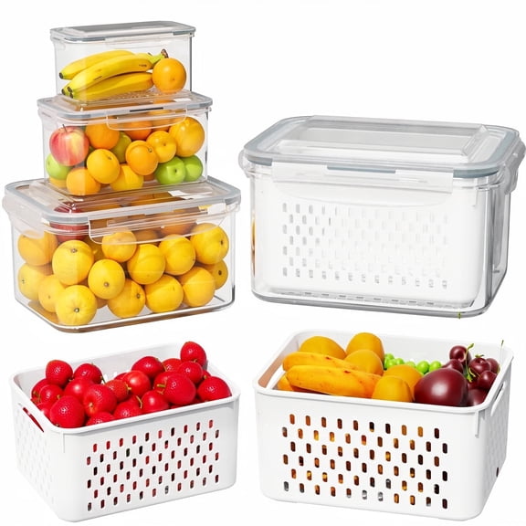 Wuxiuli Plastic Fruit Storage Containers for Fridge with Lids 4-Pack