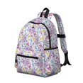 thumbnail image 2 of White Purple Butterfly Flower Pattern Cute School Backpack with Padded Back and Adjustable Shoulder Straps 13.4"x11"x4.7", 2 of 5