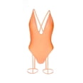 thumbnail image 6 of Babysbule Women's One Piece Swimsuit Summer Temperament Solid Color V-neck Leg Suit Swimsuit With Suspender, 6 of 7