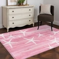 thumbnail image 3 of Pink Coastal Area Rugs 2.7'x5', Washable Small Throw Rugs for Kitchen Bedroom, Summer Ocean Waves Ombre Sea Starfish Indoor Outdoor Rug Non-Slip Low Pile Carpet Runner Reversible Floor Mats, 3 of 8