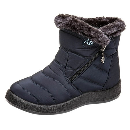 

Juebong Women s Snow Boots Winter Ankle Short Bootie Waterproof Footwear Warm Shoes Blue Size 5.5
