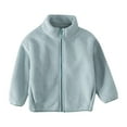 thumbnail image 4 of Lenpel Girls Boys' Fleece Jackets Toddler Baby Long Sleeve Mock Neck Zip up Plush Warm Jackets Fuzzy Outwear Coats with Pockets(Light Blue,2-3 Years), 4 of 7