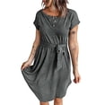 thumbnail image 1 of Vestido de manga corta Moda Casual Lavable a máquina Vestido de mujer transpirable y agradable para la piel para verano Gris XXL, 1 of 4