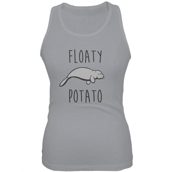 Floaty Potato Manatee Juniors Soft Tank Top Grey MD