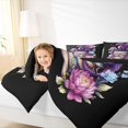 thumbnail image 4 of Homewish Purple Pink Dragon 7-Piece Twin Bedding,Cute Wildlife Bedding Comforter Set,Floral Books Decor,Black Reversible, 4 of 8