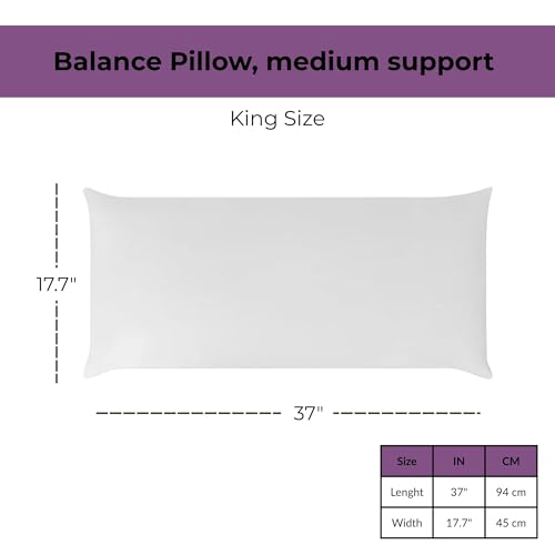 Vianney Balance Pillow King Size 2-Pack – Ultra-Soft Hypoallergenic Neck Support Pillows for All Sleep Positions with Cooling Breathable Fabric – Machine Washable Bedding Essential 18" x 37"