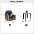 thumbnail image 3 of EAGLE PEAK Wicker Bistro Table and Chairs Set of 3, Outdoor Bistro Set, 3 Piece Patio Furniture Set w/ 360° Wicker Swivel Rocking Chairs & Side Table, Brown/Blue, 3 of 8