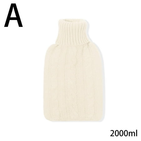 

2L Soft Large Hot Water Bottle Quality Hot Water Bottles W/ Knitted Cover Bag B9T1