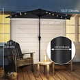 thumbnail image 2 of Parasol Demi-Extérieur de 105,1 Pouces pour Patio avec Lumières DEL Solaires, Parasol Demi-Rond Noir Inclinable avec Manivelle et Protection UV pour Petit Balcon, Terrasse Murale et Espace de Jardin, 2 of 7