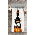 thumbnail image 3 of Ambesonne Cat Quilted Bedspread Set 2 Pcs, Cartoon Animal on Pumpkin, Twin Size, Orange Black, 3 of 3