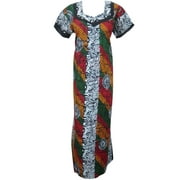 Mogul Women's Maxi Caftan Colorful Printed Muumuu Kaftan House Dress