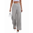 thumbnail image 3 of Women's High Waist Wide Leg Elegant Wrap Front Waisted Suit Trousers Pants Gray M, 3 of 8