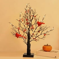 21Inch Vintage Glowing Tree with Cardinal, BerriesCardinals Appear, Angels are Near, Operated by Battery Twinkle Trees Lamp with Lighted Branches, for Halloween, Christmas (1set)