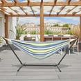 thumbnail image 3 of Zimtown Double Hammock with 9 ft Stand Space Saving Carrying Case (Yellow Stripe), 3 of 13