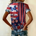 thumbnail image 4 of longantii Womens 4th Of July Shirts Loose Fit Pullover Comfy V-Neck Short Sleeves Tees 250 Anniversary American Flag Summer Clothes Blue L, 4 of 4