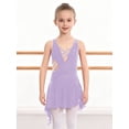 thumbnail image 5 of SiiRoh Girls Lyrical Dance Dress Sleeveless Rhinestones Ballet Leotard Figure Skating Asymmetrical Skirt Lavender 6, 5 of 7