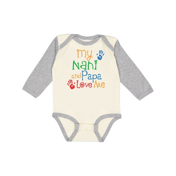 Inktastic Nani and Papa Love Me Boys or Girls Long Sleeve Baby Bodysuit