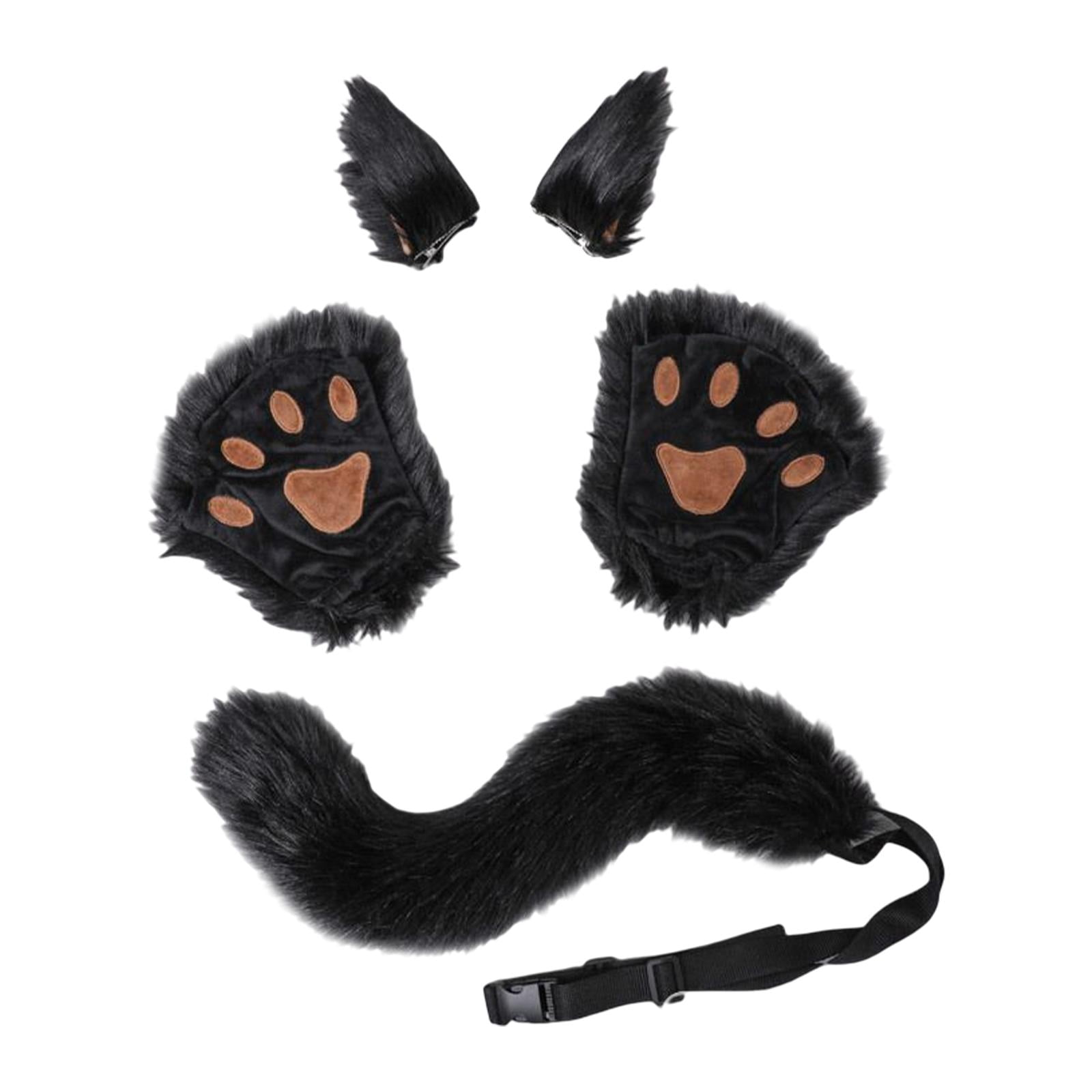 Set De Disfraz De Lobo O Zorro – 5 Piezas: Orejas De Clip, Cola Ajustable Y Guantes Garra, Suaves Y Ligeros, Para Niños Y Adultos