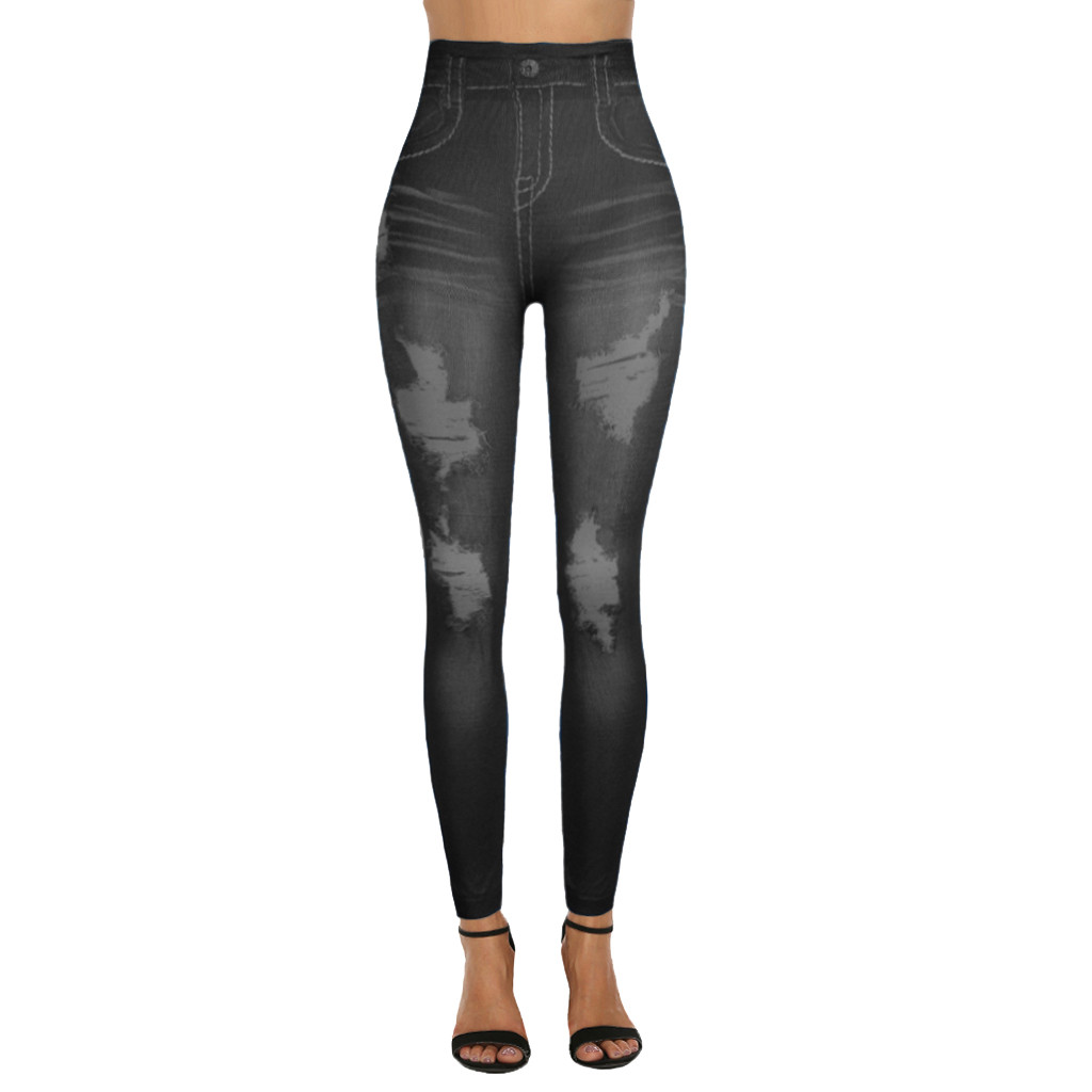 Ladies'printed Jeans Bottoms Hip Lift Overshoot And Slim Nineminute