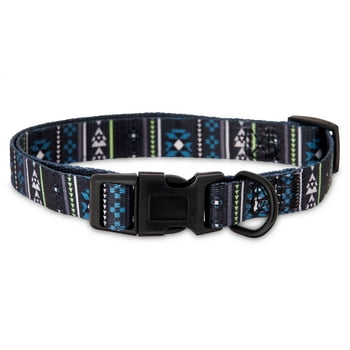 Vibrant Life Polyester Aztec Adjustable Collar for Dogs, Blue, Medium