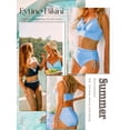 thumbnail image 5 of Eytino Bathing Suits for Women 2 Piece Swimsuit High Waisted Bikini Set Tummy Control Swimsuits with Ruffle Trim & Tie Side Black L, 5 of 8