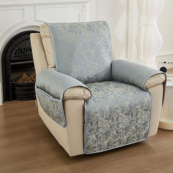 Nvzi Recliner Chair Covers for Reclining Chair, Non Slip Chair Cover with Pocket Washable Recliner Slipcovers Furniture Protector for Kids Dogs Cats Pet (Grey,24" W)