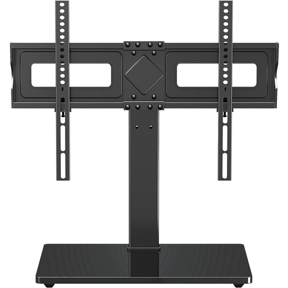 HOMOUNT Universal Table Top TV Stand for 37"-75" Flat Screen TVs, 9 Height Adjustable, Tilt, Swivel TV Base with Tempered Glass Base,TV Mount Hold up to 88lbs