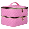 thumbnail image 4 of Bolsa de almacenamiento de esmalte de uñas de doble capa, bolsa de transporte de viaje, estuche organizador de esmalte de uñas con bolsillos múltiples Rosa, 4 of 8