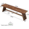 thumbnail image 3 of Finmind 63" Extra Long Solid Wood Entryway Bench, Farmhouse Shoe Storage Bench with Herringbone Design, 3 of 8