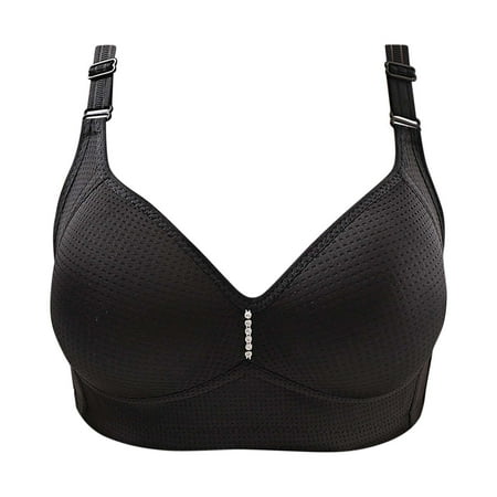 

Sngxgn Sports Bras For Women Womens Wireless Bra Full-Coverage Pullover Stretch-Knit Bra Smoothing T-Shirt Bra Black S