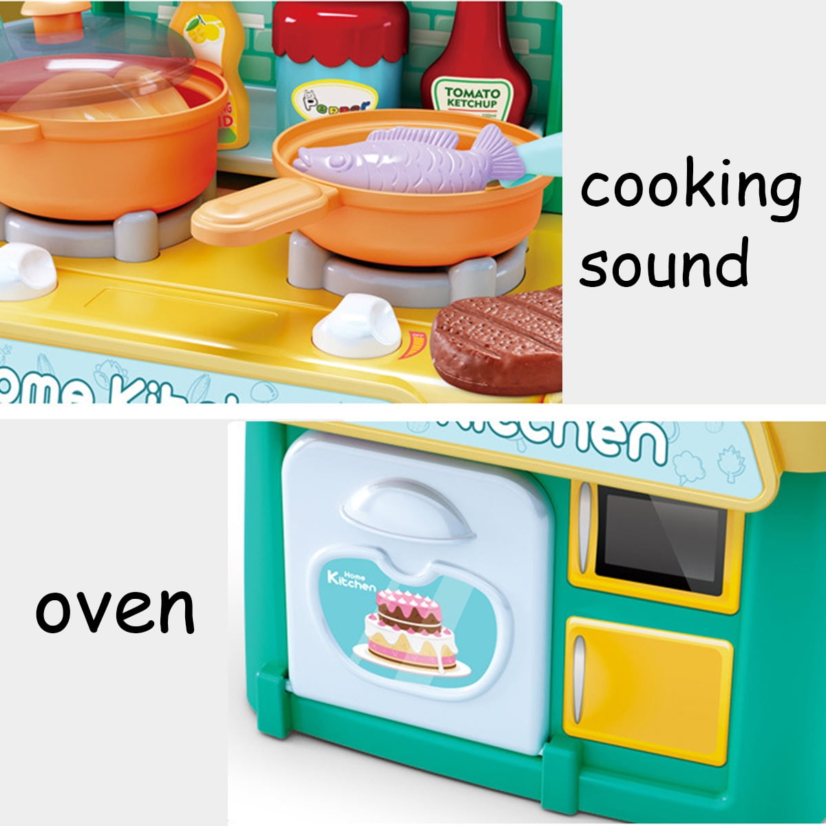 23PCS Kitchen Kids Playset Pretend Play Toy Cooking Set Light Sound Effect Xmas 